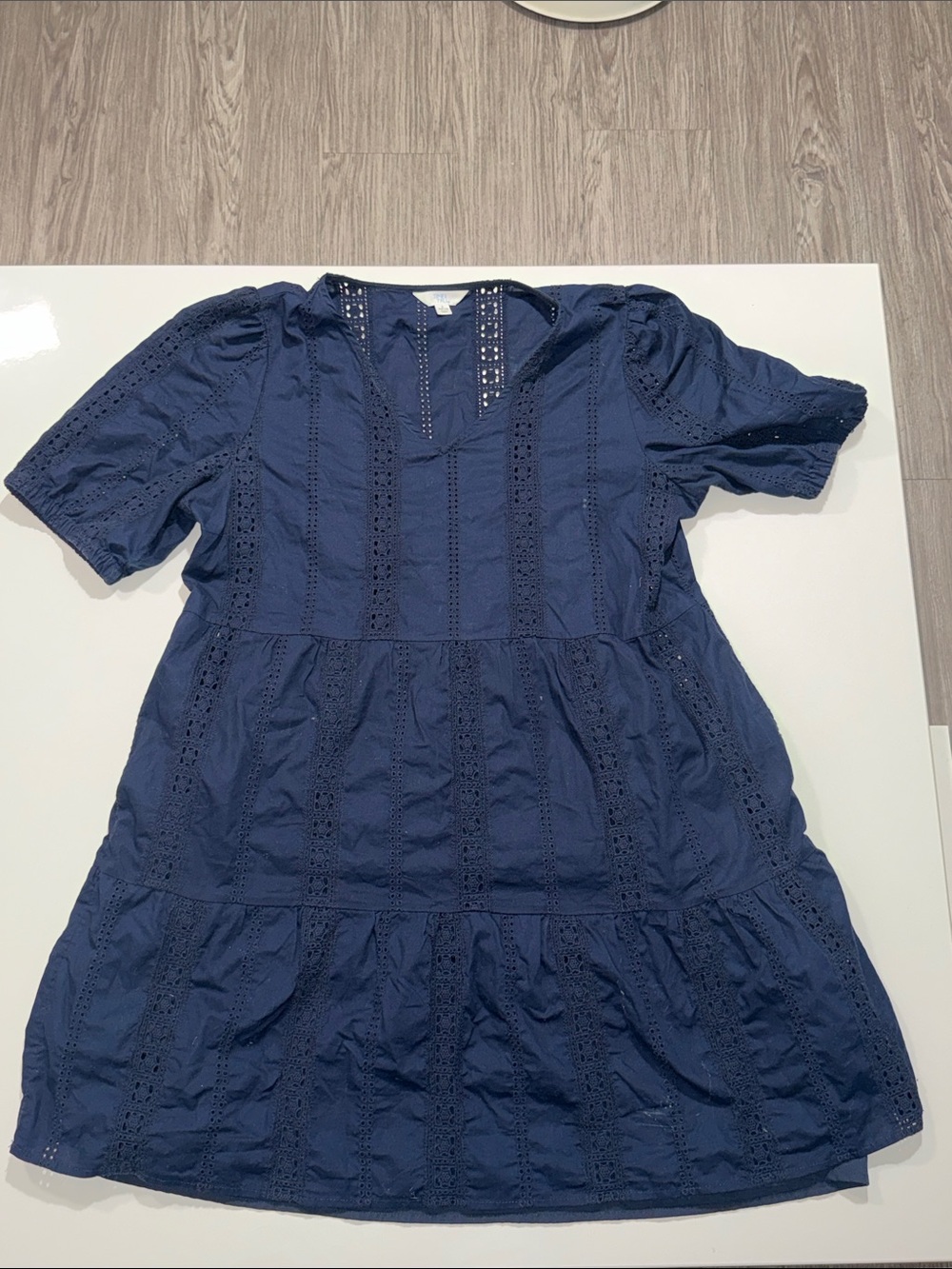 Time and Tru Navy Eyelet Tiered Dress for Kids
